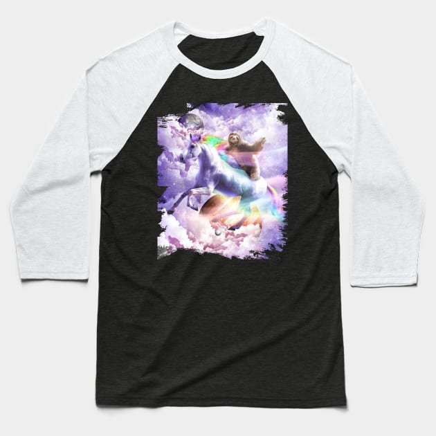 Epic Space Sloth Riding On Unicorn Baseball T-Shirt by Random Galaxy